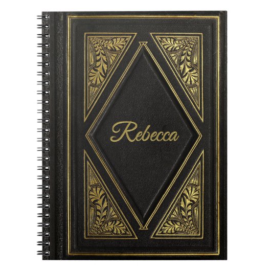 Goud en zwart  leder Kijk op maat Notitieboek (Voorkant)
