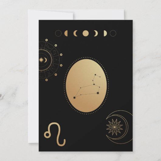 Goud en zwart Leo Zodiac Baby shower Kaart (Achterkant)