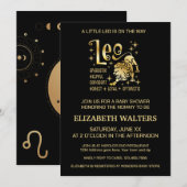 Goud en zwart Leo Zodiac Baby shower Kaart (Voorkant / Achterkant)
