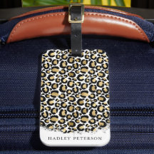 Goud en zwart Leopard Print Bagagelabel