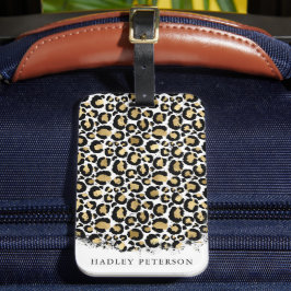 Goud en zwart Leopard Print Bagagelabel