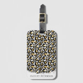 Goud en zwart Leopard Print Bagagelabel (Voorkant (verticaal))