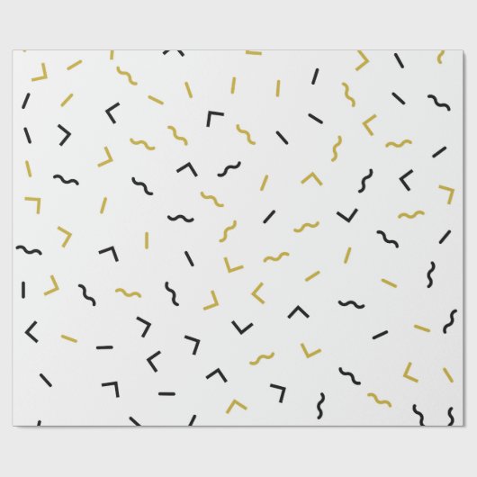 Goud en zwart lijnt een modern patroon cadeaupapier (Vlak)