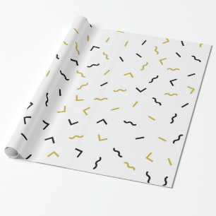 Goud en zwart lijnt een modern patroon cadeaupapier