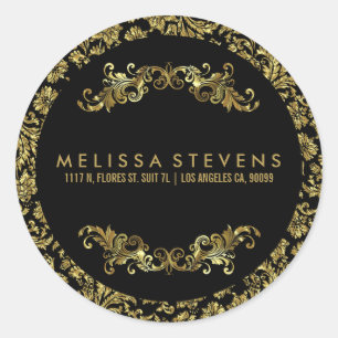 Goud en zwart Lijst Ronde Sticker