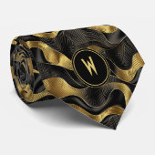 Goud en Zwart Lint Abstract Stropdas (Opgerold)