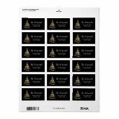 Goud en zwart lint kerstboom etiket (Full Sheet)