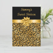 Goud en zwart luipaard print Sweet Sixteen Kaart (Staand voorkant)