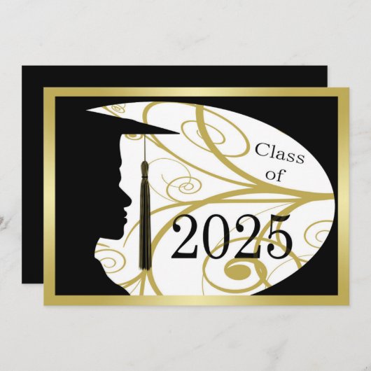 Goud en zwart Man Silhouette 2025 Kaart (Voorkant / Achterkant)