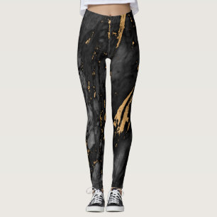 Goud en zwart marmer leggings