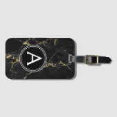 Goud en zwart marmer Monogram Bagagetas Label Bagagelabel (Voorkant (horizontaal))