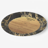 Goud en zwart marmer thema bruiloft Menu Papieren Bordje (Gekanteld)