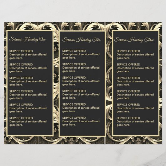 Goud  en Zwart Menu & Prijzen (Achterkant)