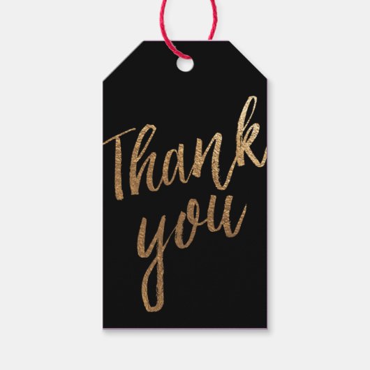 Goud en zwart met briefing Dank je cadeau Label Cadeaulabel (Voorkant)