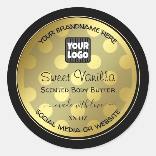 Goud en zwart met etiketten voor de verpakking van (Voorkant)