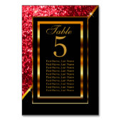 Goud en Zwart met Rode Glitter - Tafelnummer (Achterkant)