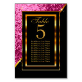 Goud en Zwart met Roze Glitter - Tafelnummer (Achterkant)