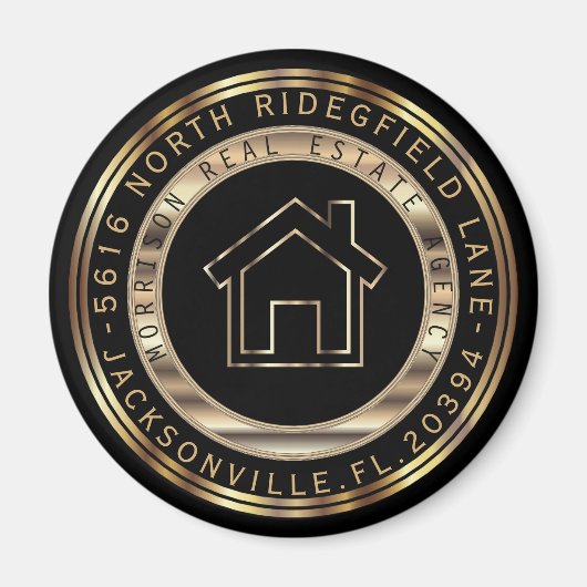 Goud en Zwart Metaal Realtor Ontwerp Magneet (Voorkant)