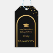 Goud en zwart, milamilistisch afstuderen cadeau la cadeaulabel (Voorkant)