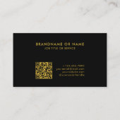 Goud en zwart | Minimale professionele QR-code Visitekaartje (Achterkant)