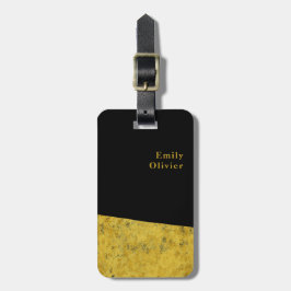 Goud en Zwart Minimalistisch Ontwerp Aangepaste Na Bagagelabel