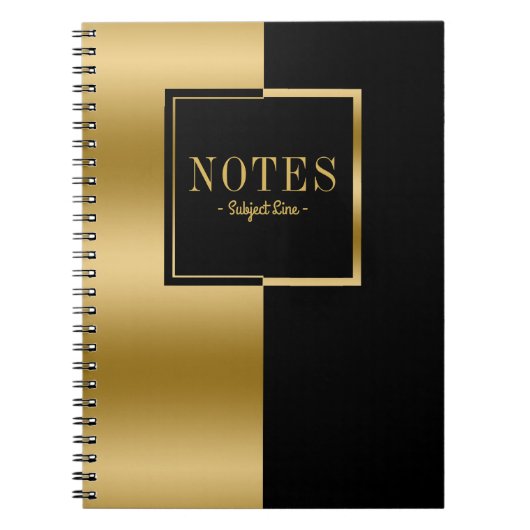 Goud en zwart modern geometrisch ontwerp notitieboek (Voorkant)