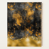 Goud en zwart Modern Goud Glitter Gepersonaliseerd Planner (Achterkant)