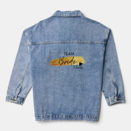Goud en Zwart Modern Handschrift Team Bride Denim Jacket
