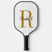 Goud en zwart modern monogram pickleball paddle (Voorkant)