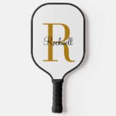 Goud en zwart modern monogram pickleball paddle (Achterkant)