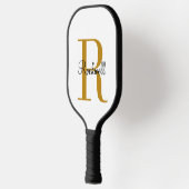 Goud en zwart modern monogram pickleball paddle (Links)
