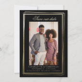 Goud en Zwart Modern Save Onze Datum Bruiloft (Voorkant)