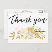 Goud en zwart Moderne Bloemencluster Dank u Briefkaart (Voorkant / Achterkant)