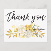 Goud en zwart Moderne Bloemencluster Dank u Briefkaart (Voorkant)