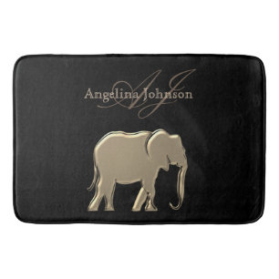 Goud en zwart monogram badmat