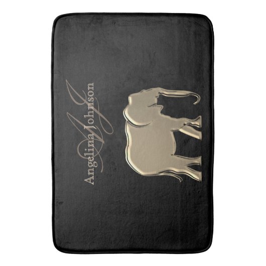 Goud en zwart monogram badmat (Voorkant Verticaal)