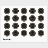 Goud en zwart Monogram bruiloft Ronde Sticker (Vel)