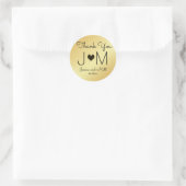 Goud en Zwart Monogram Dank u Bruiloft Sticker (Tas)