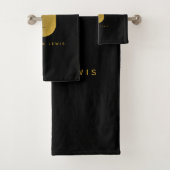 Goud en zwart Monogram Modern minimalist Bad Handdoek (Insitu)