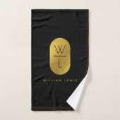 Goud en zwart Monogram Modern minimalist Bad Handdoek (Handdoek)