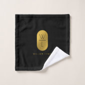 Goud en zwart Monogram Modern minimalist Bad Handdoek (Wasdoekje)