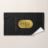 Goud en zwart Monogram Modern minimalist Bad Handdoek (Handdoek)