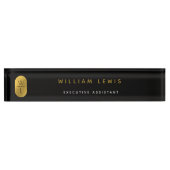 Goud en zwart Monogram Modern minimalist Naambordje (Voorkant)