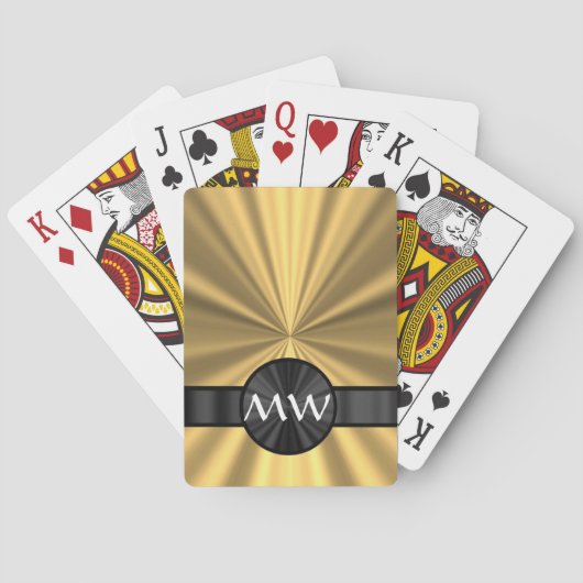 Goud en zwart monogram pokerkaarten (Achterkant)