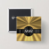 Goud en zwart monogram vierkante button 5,1 cm (Voorkant /achterkant)