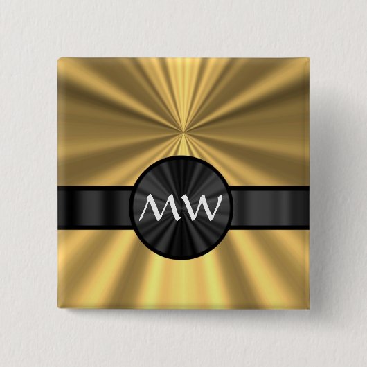 Goud en zwart monogram vierkante button 5,1 cm (Voorkant)