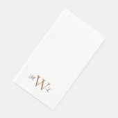Goud en Zwart Monogram Wit Elegant Bruiloft Servet (Hoek)
