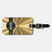 Goud en zwart, monogrammen bagagelabel (Voorkant horizontaal)