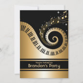 Goud en zwart Muzieknoten Uitnodigingen (Voorkant)