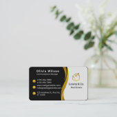 Goud en zwart onroerend goed visitekaartje (Staand voorkant)